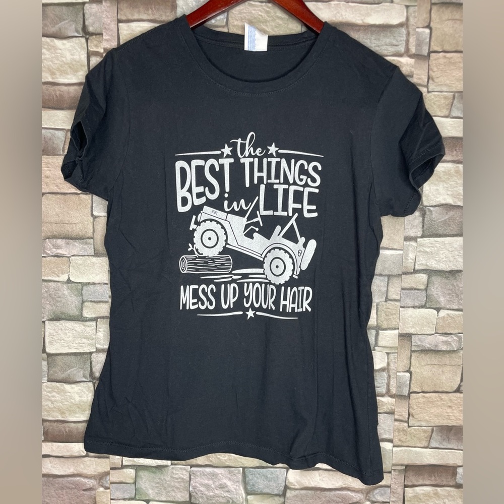 Port & Company brand ladies fit black short sleeve tee